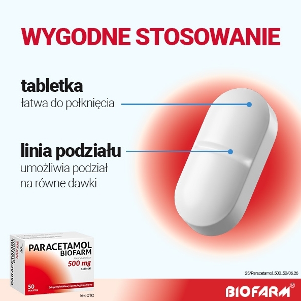 Paracetamol Biofarm 0,5 g x 50 tabl.