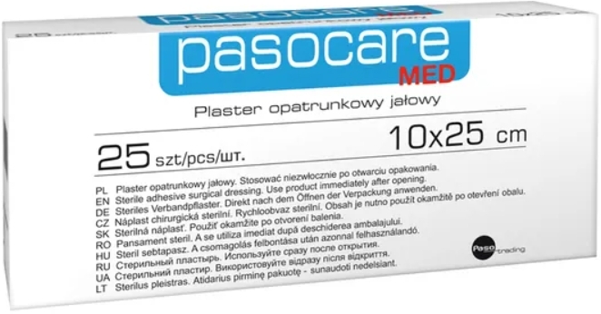 Pasocare Med Plaster opatrunkowy jałowy 10 cm x 25 cm 25 sztuk