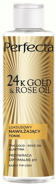 Perfecta 24K Gold&Rose Oil Luksusowy nawilżający tonik do twarzy 200 ml