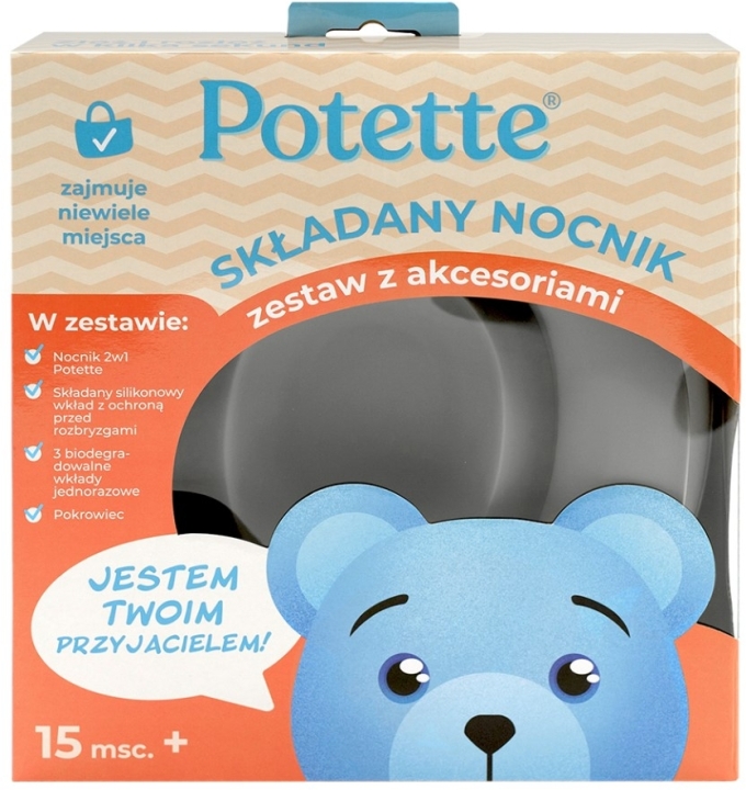 Potette nocnik dla dziecka i nakładka na toaletę 2w1 szro-biały