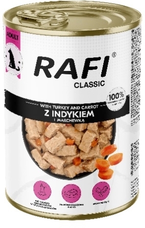 Rafi Classic Mokra karma dla psa z indykiem i marchewką 1240g