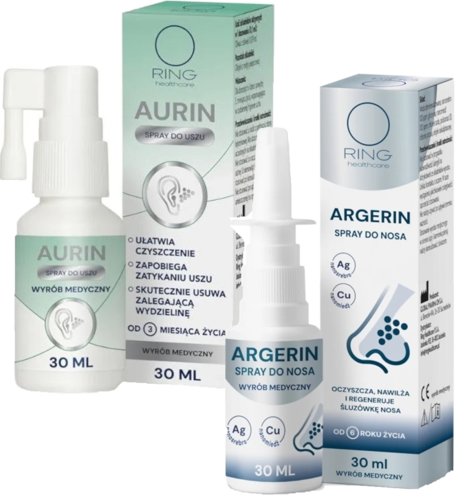 Ring Aurin Spray do uszu 30 ml + Ring Argerin Spray do nosa 30 ml