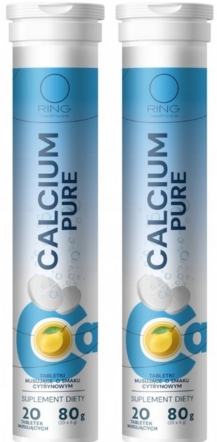 Ring Calcium Pure 20 tabletek musujących Wielopak × 2