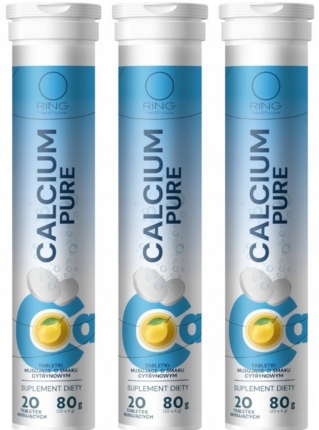 Ring Calcium Pure 20 tabletek musujących Wielopak × 3