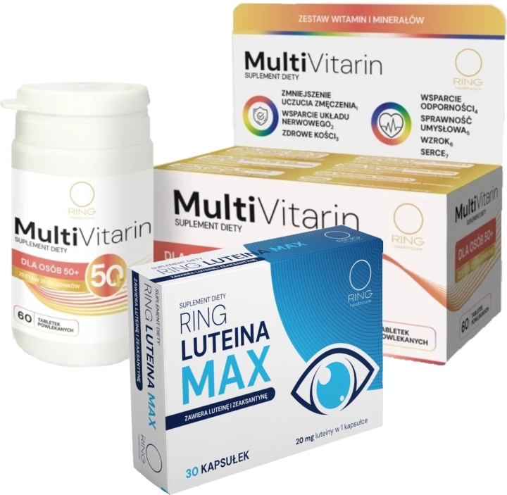 Ring Luteina Max 30 kapsułek + Ring MultiVitarin dla osób 50+ 60 tabletek