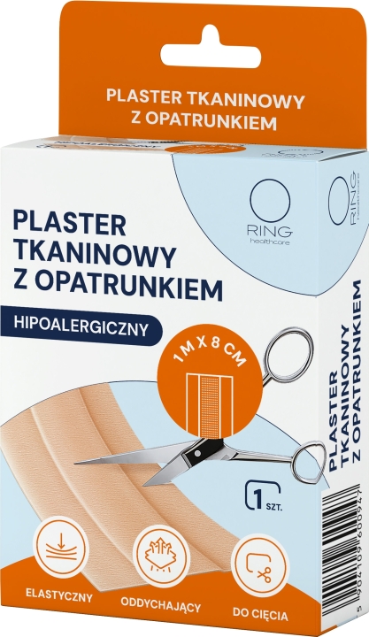 Ring Plaster tkaninowy z opatrunkiem 1 m x 8 cm 1 sztuka