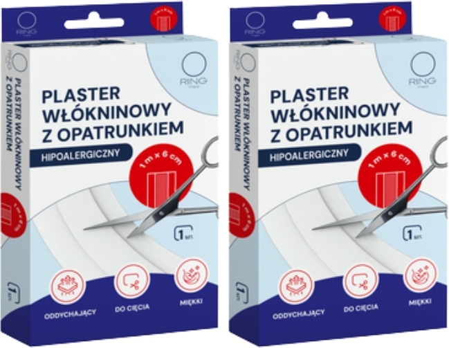 Ring Plaster z opatrunkiem włókninowy 1 m x 6 cm 1 szt. Wielopak × 2