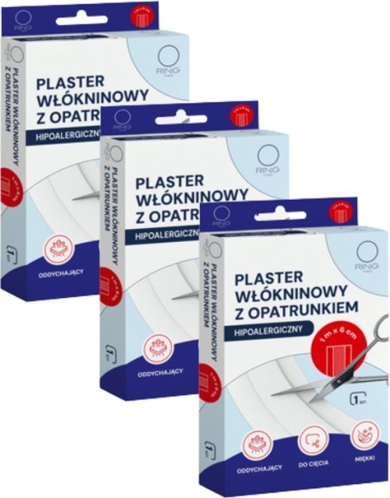Ring Plaster z opatrunkiem włókninowy 1 m x 6 cm 1 szt. Wielopak × 3