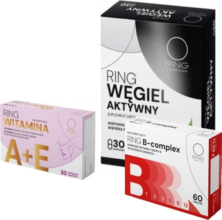 Ring Węgiel Aktywny + Witamina A + E + Witamina B-Complex zestaw