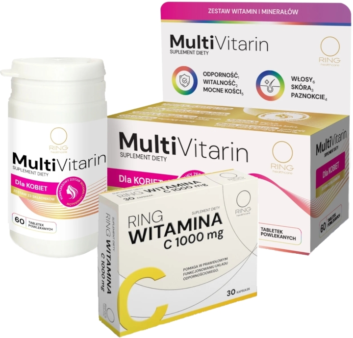 Ring Witamina C 1000 mg 60 kapsułek + Ring MultiVitarin dla kobiet 60 tabletek