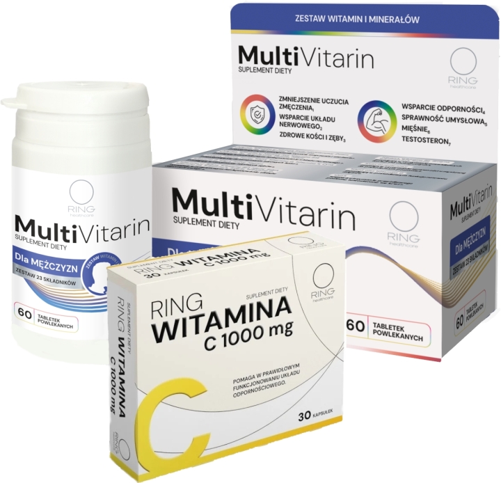 Ring Witamina C 1000 mg 60 kapsułek + Ring MultiVitarin dla mężczyzn 60 tabletek