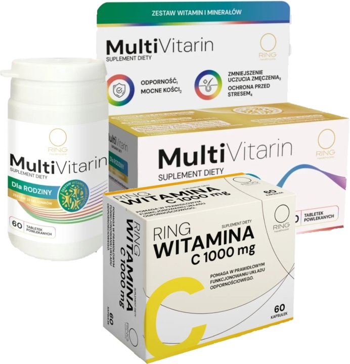 Ring Witamina C 1000 mg 60 kapsułek + Ring MultiVitarin dla rodziny 60 tabletek