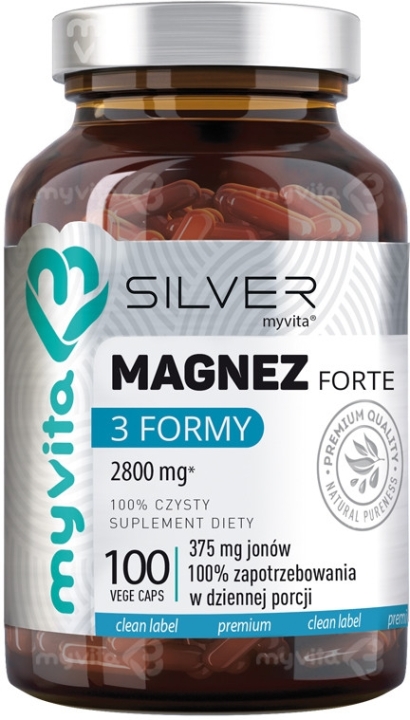 SILVER PURE 100% Magnez 3 formy Forte 100 kapsułek