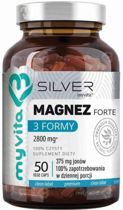 SILVER PURE 100% Magnez 3 formy Forte 50 kapsułek