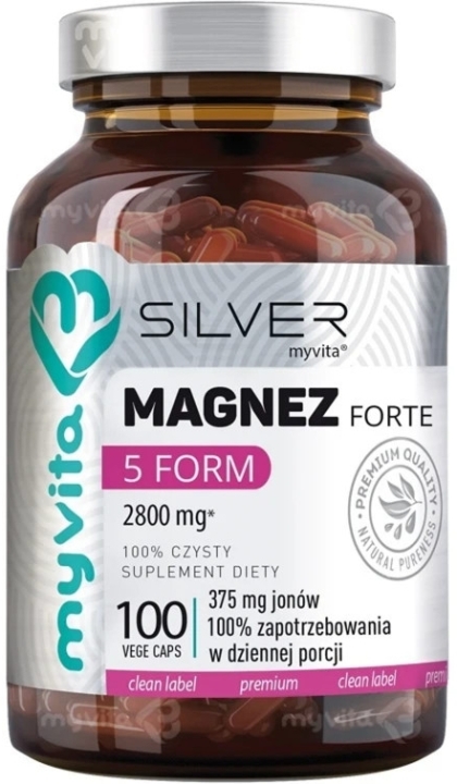 SILVER PURE 100% Magnez 5 form Forte 100 kapsułek