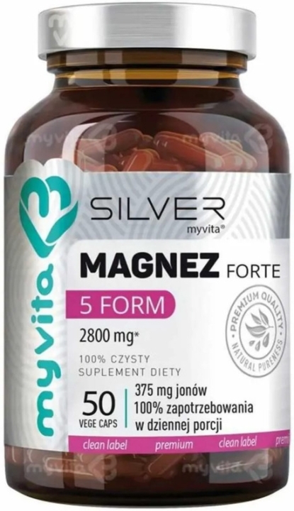 SILVER PURE 100% Magnez 5 form Forte 50 kapsułek