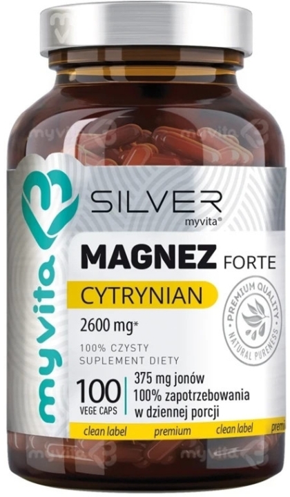 SILVER PURE 100% Magnez Cytrynian Forte 100 kapsułek