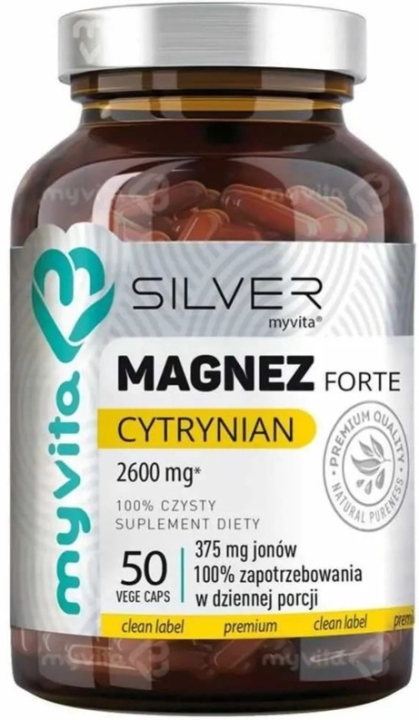 SILVER PURE 100% Magnez Cytrynian Forte 50 kapsułek