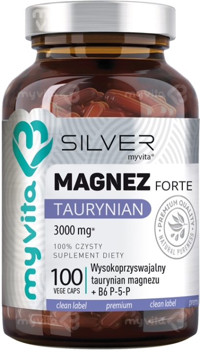 SILVER PURE 100% Magnez Taurynian Forte 100 kapsułek