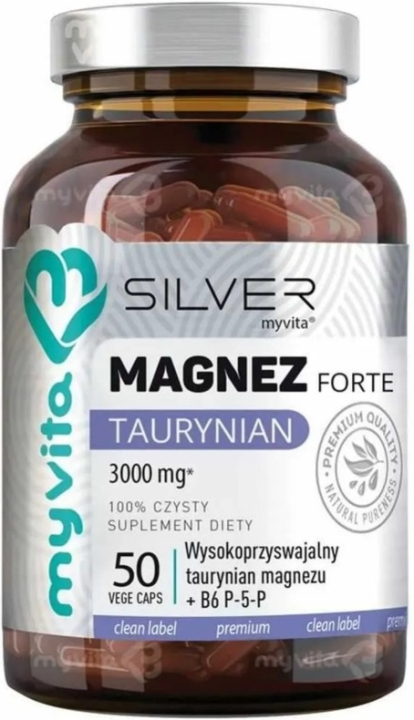 SILVER PURE 100% Magnez Taurynian Forte 50 kapsułek