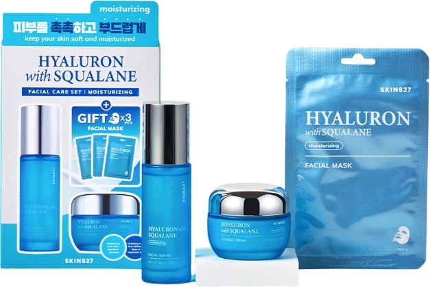 SKIN627 HYALURON with SQUALANE, Zestaw do skóry suchej 3 x 22 ml + 50 g + 50 ml