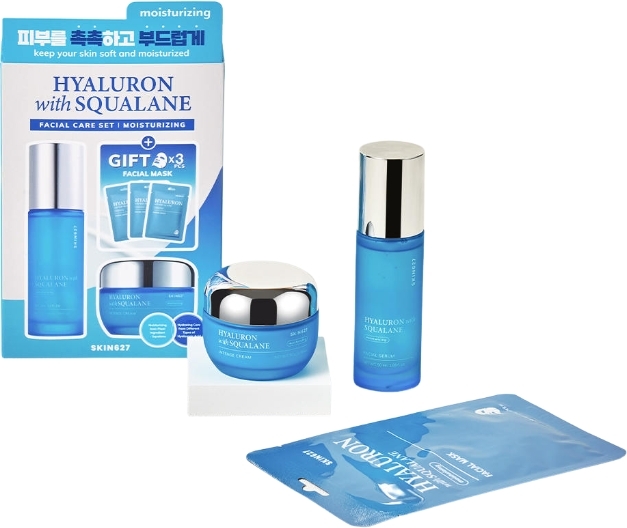 SKIN627 HYALURON with SQUALANE, Zestaw do skóry suchej 3 x 22 ml + 50 g + 50 ml