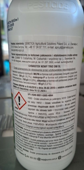 SUMIN Chwastox nowy trio 390 SL 500 ml