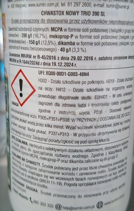 SUMIN Chwastox nowy trio 390 SL 500 ml