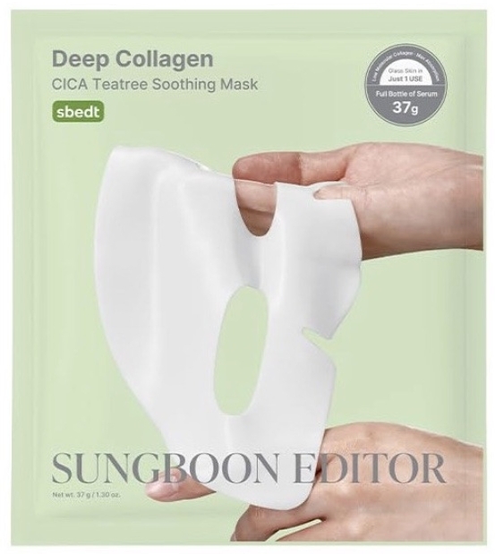 SUNGBOON EDITOR Deep Collagen Cica Teatree Soothing Mask Koreańska całonocna maska wyciszająca 37 g