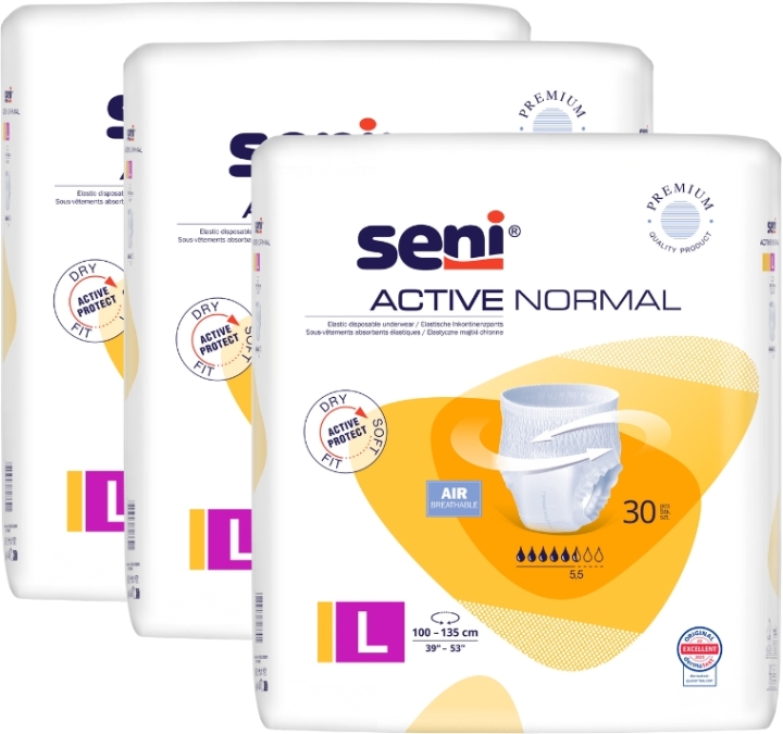 Seni Active Normal Large Majtki Chłonne 30 sztuk Wielopak x3