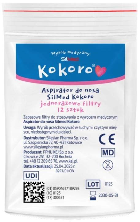 SilMed Kokoro filtry do aspiratora do nosa 12 sztuk
