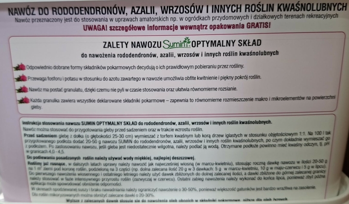 Sumin Nawóz do rododendronów, azali, wrzosów i innych kwaśnolubnych 2,5kg