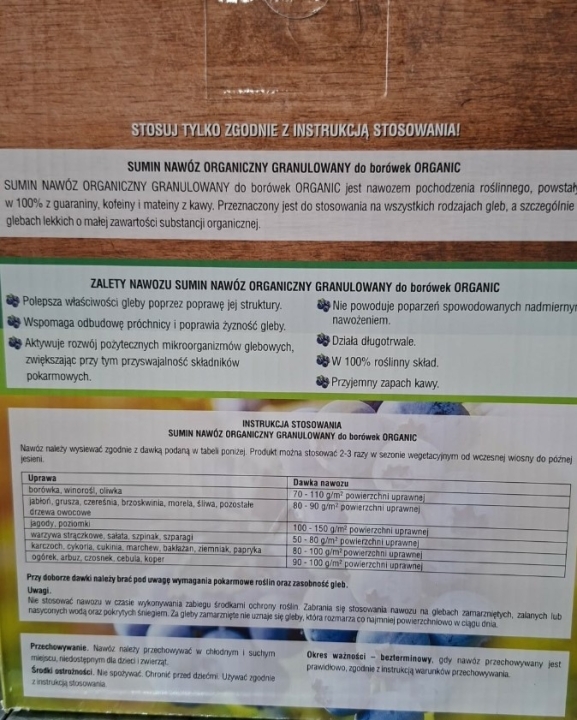 Sumin Nawóz organiczny granulowany do borówek 1kg