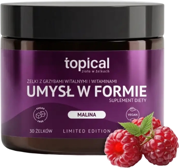 TOPICAL Umysł w formie żelki z grzybami witalnymi i witaminami  Malina 30 szt. 80 g