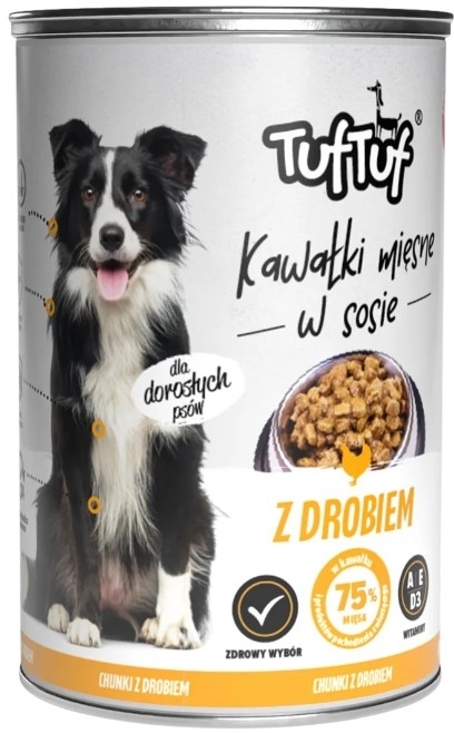 TufTuf Kawałki mięsne z drobiem dla psa  puszka 1250 g