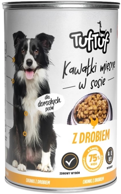 TUF TUF Kawałki mięsne z drobiem dla psa puszka 415 g
