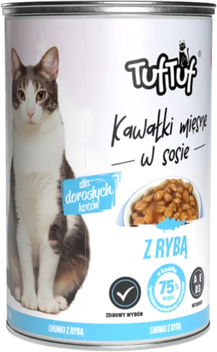 TUF TUF Kawałki mięsne z rybą dla kota puszka 415 g