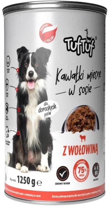 TUF TUF Kawałki mięsne z wołowiną dla psa  puszka 1250 g