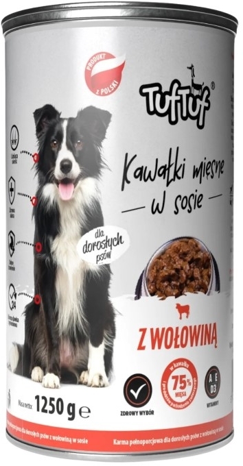 TufTuf  Kawałki mięsne z wołowiną dla psa puszka 415 g
