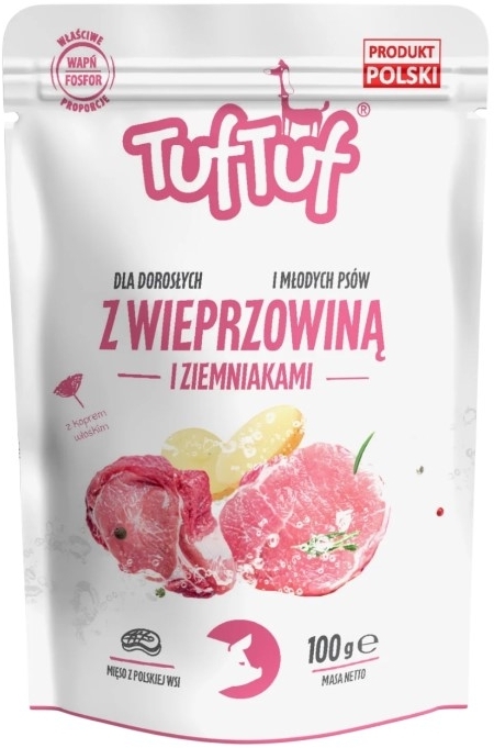 TufTuf Mielonka wieprzowina  i ziemniak dla psa saszetka 100 g