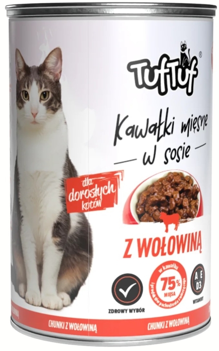 TUF TUF puszka kawałki mięsne z wołowiną dla kota 415 g