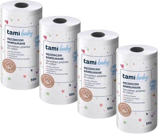 Tami MyBaby Bawełniane Ręczniczki 50szt Wielopak x4