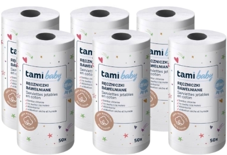 Tami MyBaby Bawełniane Ręczniczki 50sztuk Wielopak x6