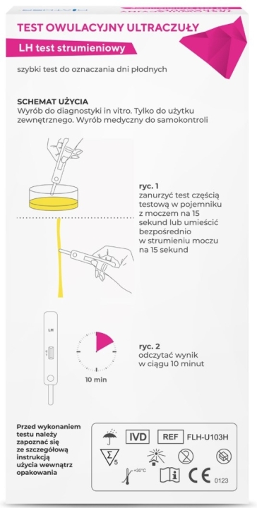 Test owulacyjny strumieniowy ultraczuły LH,  5 szt.