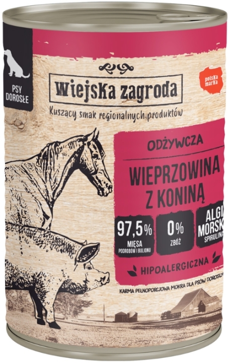 Wiejska Zagroda Karma mokra dla psa Wieprzowina z koniną 400 g