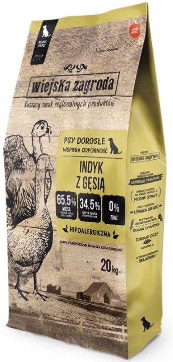 Wiejska Zagroda Karma sucha dla psa Indyk z gęsią M 20kg
