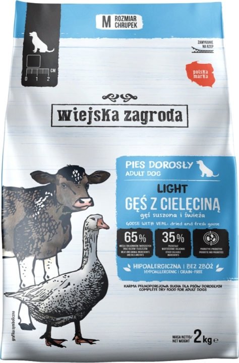 Wiejska Zagroda Karma sucha dla psa Light Gęś z cielęciną 2 kg