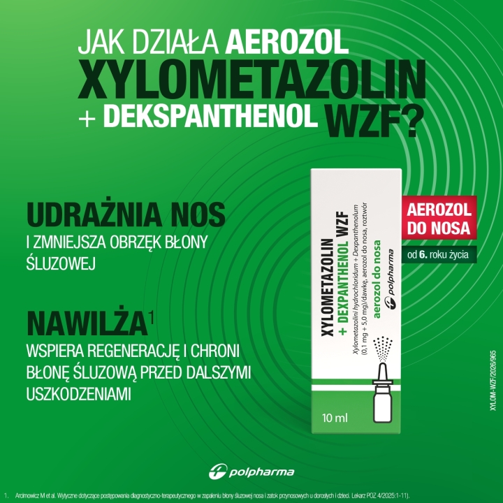 Xylometazolin + Dexpanthenol WZF, (0,1mg+5,0mg)/dawkę, aerozol do nosa, 10 ml