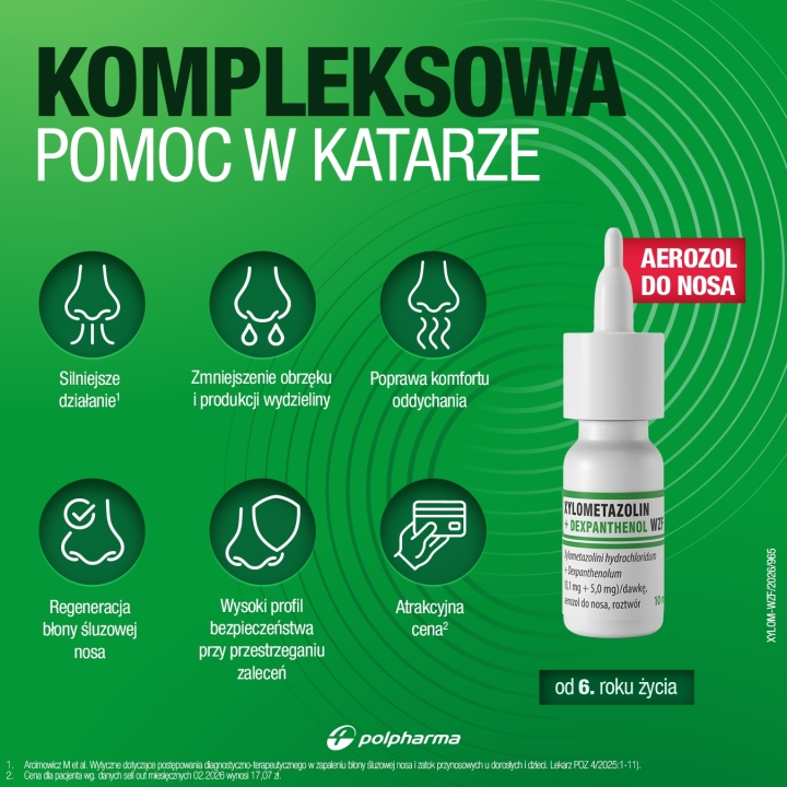 Xylometazolin + Dexpanthenol WZF, (0,1mg+5,0mg)/dawkę, aerozol do nosa, 10 ml