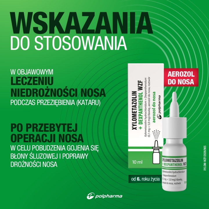 Xylometazolin + Dexpanthenol WZF, (0,1mg+5,0mg)/dawkę, aerozol do nosa, 10 ml